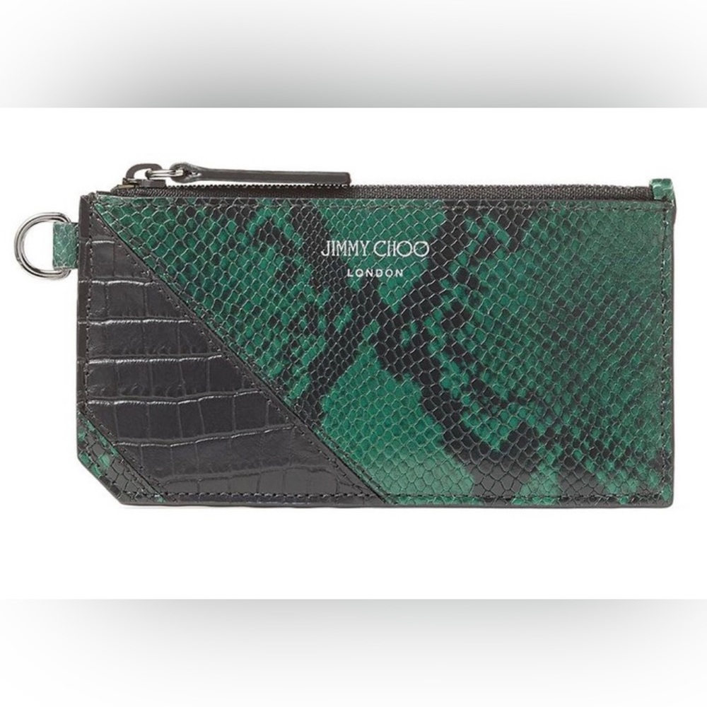 Jimmy Choo Snakeskin Effect Ingo Leather Cardholder